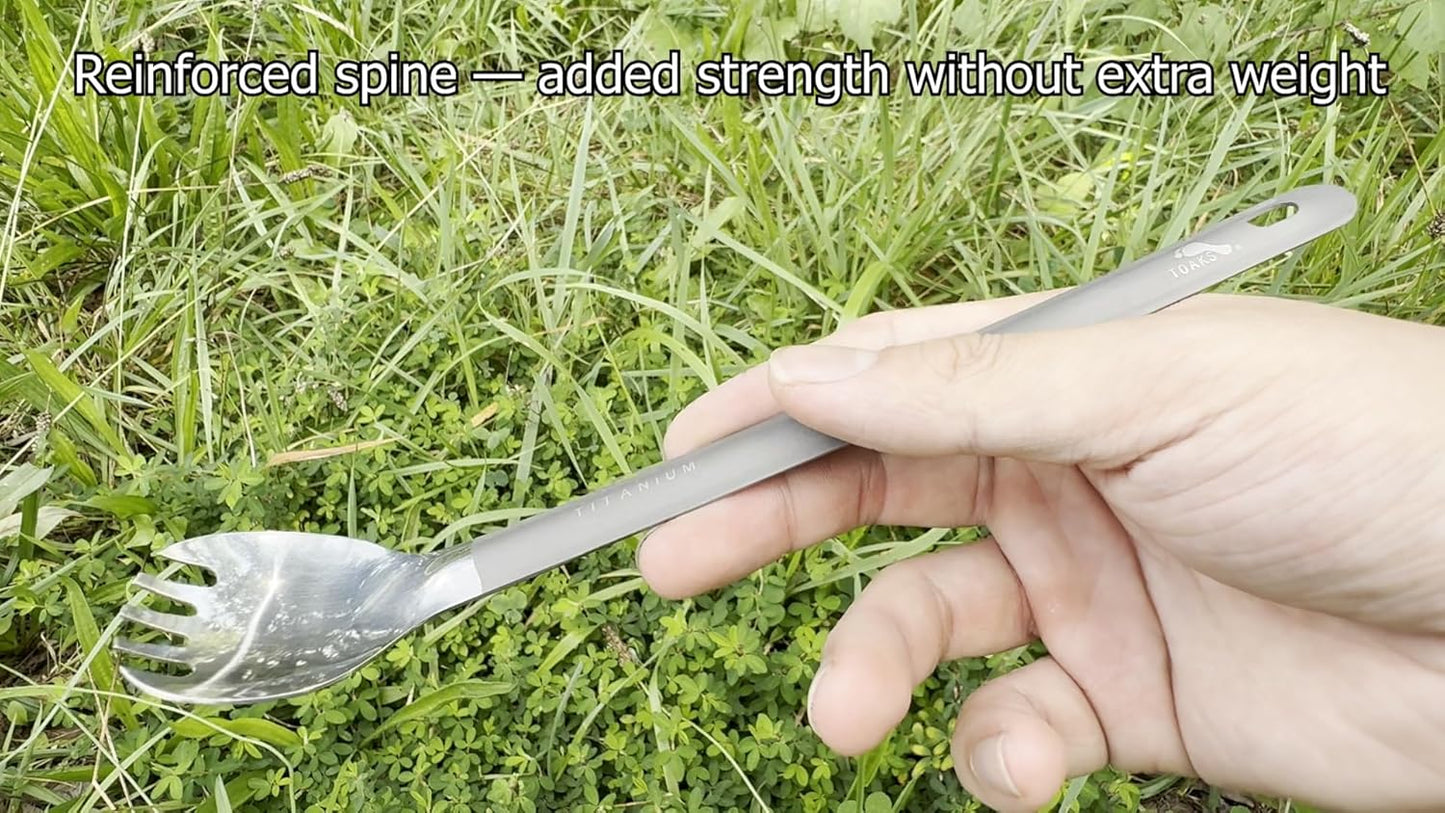TOAKS Titanium Long Handle Spork with Polished Bowl