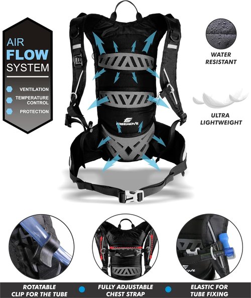 FREEMOVE Hydration Water Backpack 3in1 with 2L Bladder & Insulated Backpack Cooler Bag - a Complete Hydration Solution - Ideal Hydro Camel Back Pack for Hiking, Biking, Running, Cycling, MTB & Rave