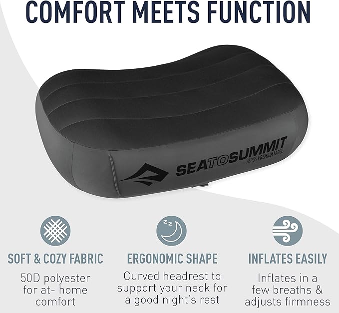 Sea to Summit Aeros Premium Inflatable Travel Pillow, Deluxe (22 x 14), Magenta
