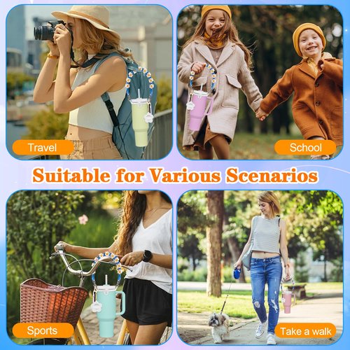 YMO Water Bottle Handle with Lip Balm Holder, Sling Holder Lanyard, Carrier with Strap, Tumbler Accessories,Compatible with Stanley Cup Accessories 16-40oz