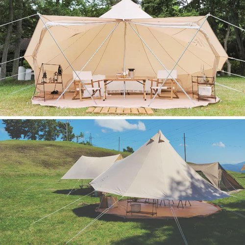 S'More Canvas Family Camping Tent - 4-5 Person, 4 Season Glamping Tent with Stove Jack and Windproof, Weather Resistant Bell