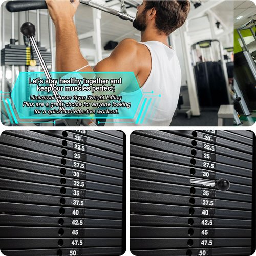 Weight Stack Pin, 3/8in Diameter 4.4in Locking Space Round Durable Heavy Duty Drop Set Dropset Weight Plate Selector Pin Extender Pin Exercise Machine Accessories Parts for Gym Family(Black, Silver)