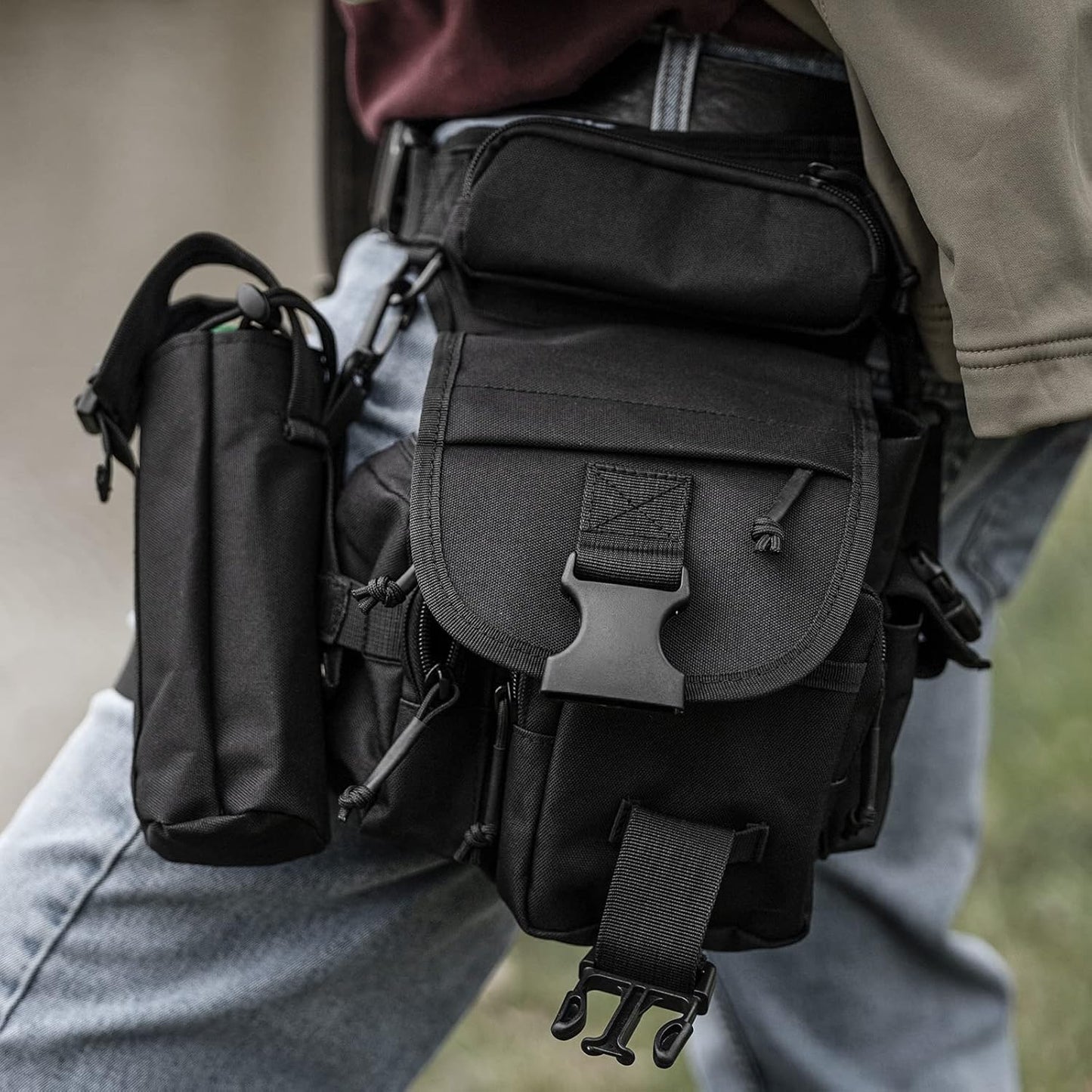 Waterproof Military Tactical Drop Leg Pouch Bag Type B Cross Over Leg Rig Outdoor Bike Cycling Hiking Thigh Bag