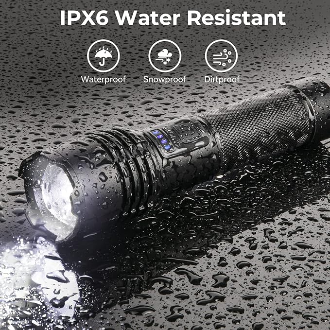 Alicegirl Rechargeable 99000 High Lumens LED Flashlights 2 Pack, Super Bright Flashlight with 3 Modes, IPX6 Waterproof, Powerful Handheld Flash Light for Home Camping Emergency (Black)
