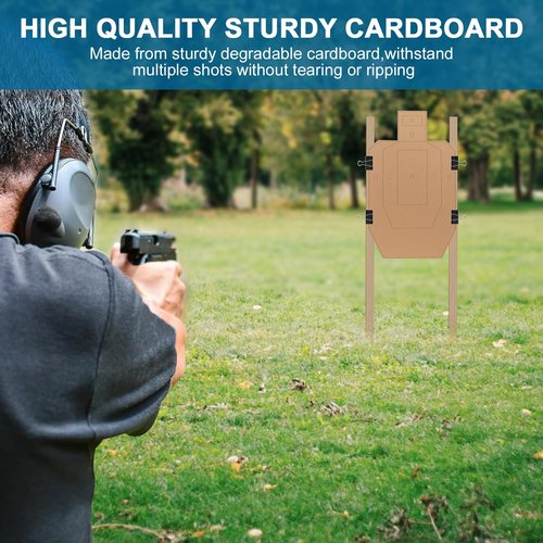 Cardboard Shooting Targets – 20 Pack 30x18 Inch Silhouette Targets with 4 Clips – Heavy-Duty Corrugated for Pistol & Rifle Practice – Pre-Marked Scoring Zones for Range & Training Use