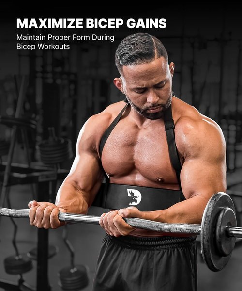 DMoose Fitness Arm Blaster for Biceps and Triceps - Heavy Duty Aluminum, Soft Neck Padding & Adjustable Straps - Bicep Curl Support for Isolation & Strength Training - Biceps Workout Equipment for Men
