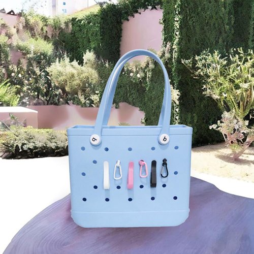 LIGHUFEIC 4Pcs Key Holder Set Charms for Bogg Bag,Insert Carabiners & Keychain Holders for Small & Large Beach Bags,Find Your Keys Quickly(White)