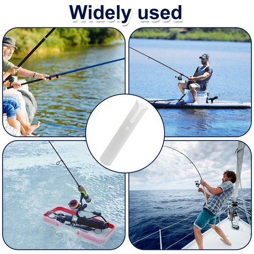 Litoexpe 6 Pcs Fishing Rod Holder Bracket Wall Mounted, Tubes Links Fishing Rod Holder Rack, Boat Side Mount Tool Holder for Boat Kayak Fishing Cooler Trailer, White