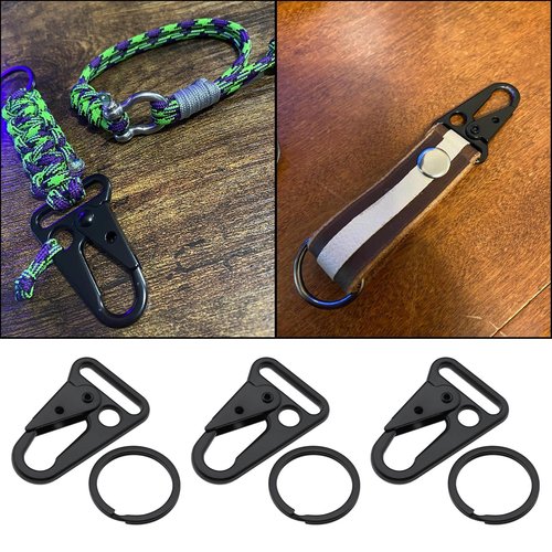 LT Easiyl 20Pcs Metal Tactical Snap Hook 1" Small Keychain Clip with Metal Key Ring for Paracord Bracelets Necklaces Bags Lanyard Accessories