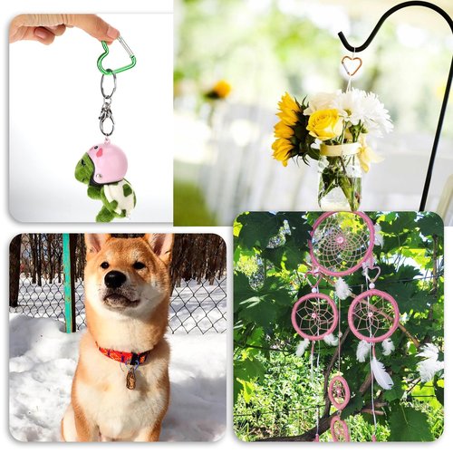 Molain 12 Pcs Heart Shaped Carabiner Keychain, 10 Colors Aluminum Heart Keyring for Outdoor Travel Walking Dog Leash Water Bottle Holder Backpack Carabiner