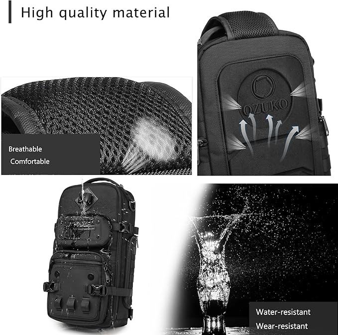 OZUKO Tactical Backpack Chest Sling Bags for Men, Waterproof Crossbody Shoulder Daypack for Outdoor Walking Hiking Trekking (Royal blue)