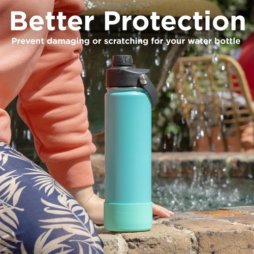 ThermoProof Anti-Slip Protective Silicone Boot for 2.8” to 3” Water Bottles & Tumblers – Flexible, Stretchable, Non-Toxic, Dishwasher-Safe, and Fits Other Brands’ Bottles (White, 3")