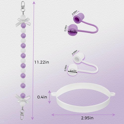 Water Bottle Strap Stanley Cup Accessories for 8oz to 40oz Tumbler, Water Bottle Handle Strap for Comfortable Carrying, Fashion & Practical Stanley Charms with 2 Silicone Straw Toppers