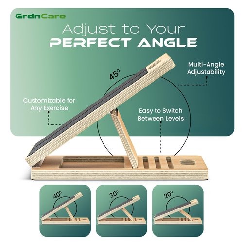 Calf Stretcher – Wooden Portable Slant Board for Calf Stretching – Adjustable Incline Board Physical Therapy Equipment with Reducing Injury Risk and Improving Foot, Leg & Ankle Mobility