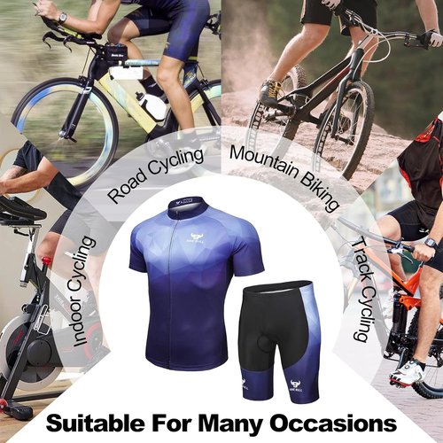 Men's Cycling Jersey Set - Reflective Quick-Dry Biking Shirt and 3D Padded Cycling Bike Shorts