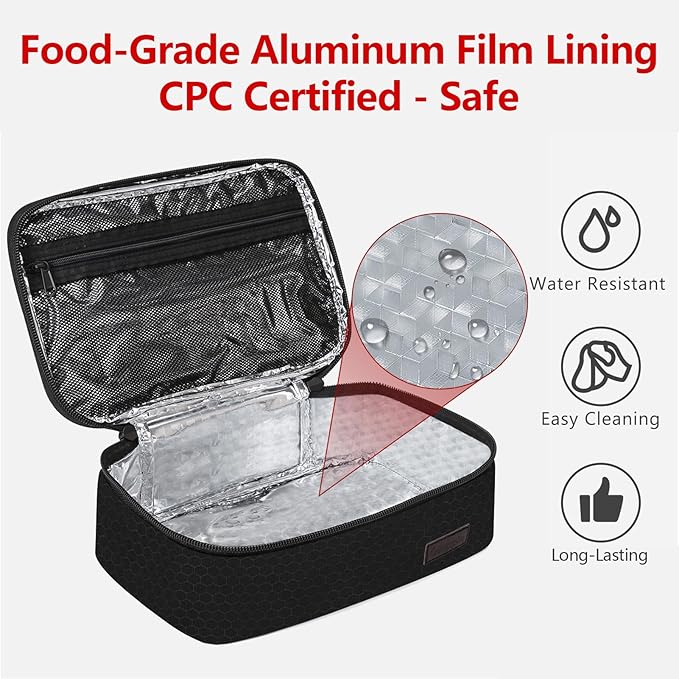 Gloppie Small Lunch Bag for Adults & Kids - Compact Insulated Lunch Box, Durable & Food-Grade Lining | Portable Cooler for Work, School, Travel (Black Honeycomb)