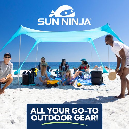 SUN NINJA Beach Table – Lightweight Mini Folding Table with Carry Case, Small Camping Table for Beach, Camping, and Picnics – Portable Picnic Table with Durable Aluminum Top, Non-Slip Feet