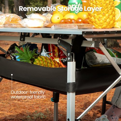 OuterSpa Portable Camping Table with Adjustable Legs, Lightweight Aluminum Folding Table Foldable Table for Outdoor Cooking, Picnic, Beach, Backyards, Rectangular