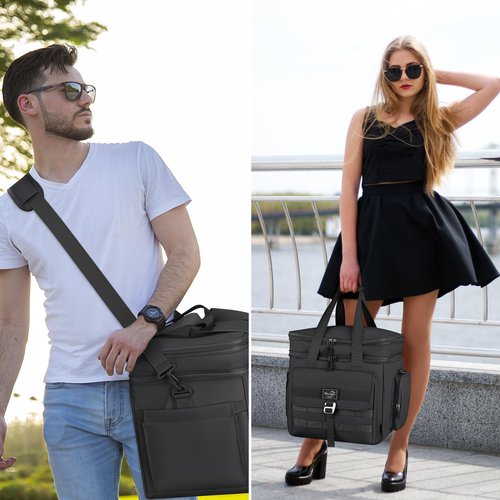 YOUNGOA 36L Large Soft Cooler Insulated Cooler Bag Soft Sided Collapsible Coolers for Travel, Camping, Beach. Leakproof, Waterproof, Expandable, 36L (Black)