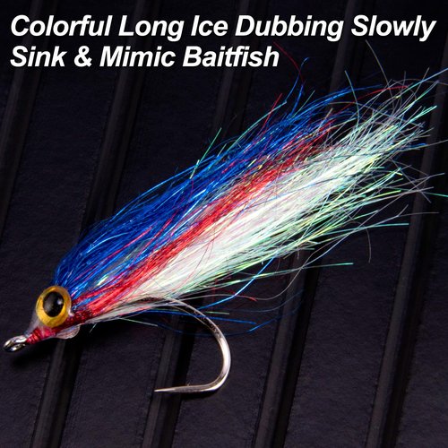 Dr.Fish 6 Pack Wounded Minnow Fly Fishing Flies Ice Dub Fry Slowly Sinking Baitfish Fly Fishing Lures for Trout Bass Steelhead Salmon Freshwater #8