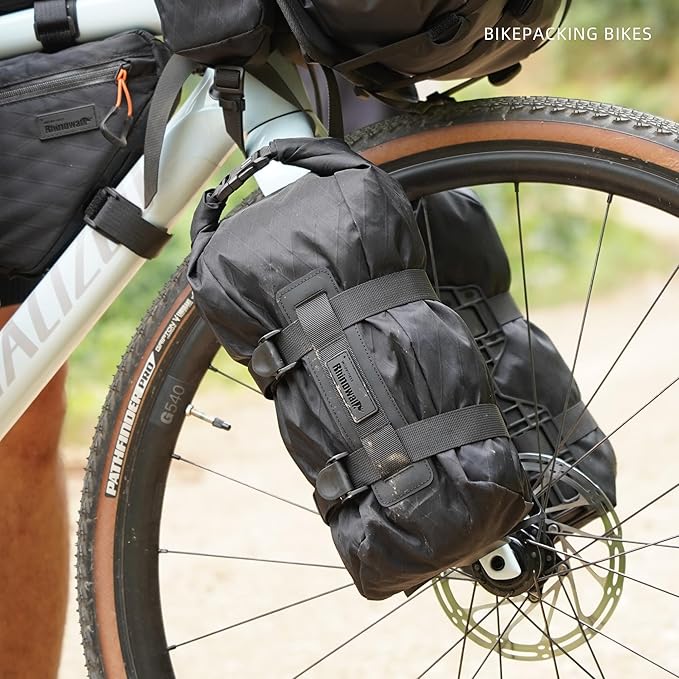 Rhinowalk Bike Front Fork Bag - Waterproof Pannier Saddle Bag - 6.5L for E-Scooter, Mountain, Road Bike Accessories - Black