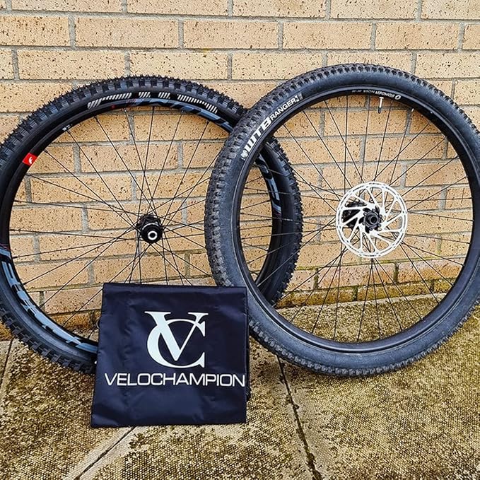 VeloChampion Waterproof Bicycle Wheel Bag Storage Cover | Mountain, Road or Gravel Bike | 650b. 700c. 26” 27.5” 29” Bicycle Wheelset Transport Travel Case (Black, 31.8" (MTB) x1)