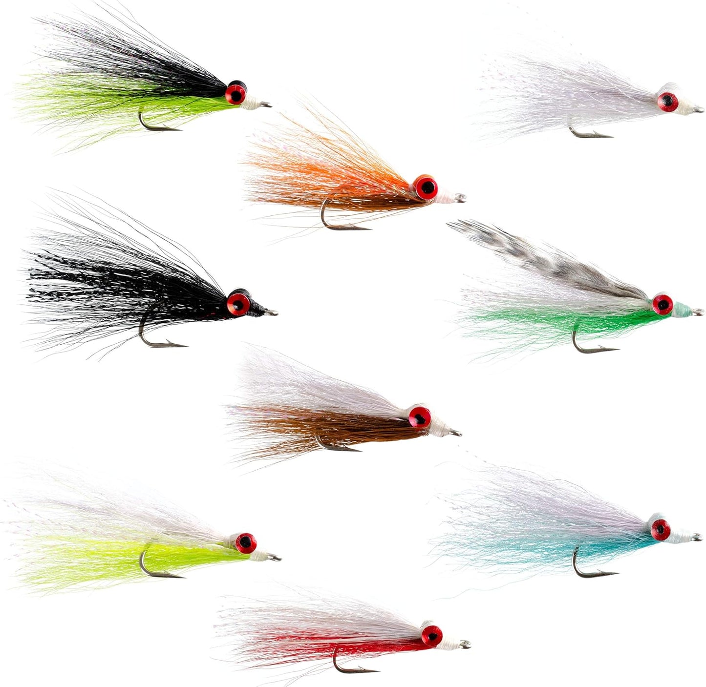 The Fly Fishing Place Clousers Minnow Fly Fishing Flies Assortment - Collection of 9 Saltwater and Bass Flies - Hook Size 1/0