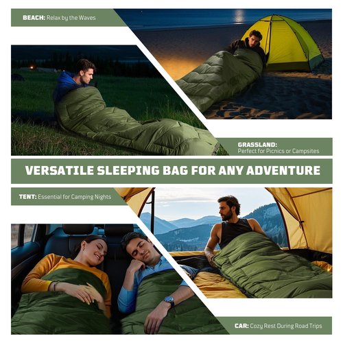 Sleeping Bags for Adults, 34°F to 43°F Ultralight Warm Cold Weather Sleeping Bag for Camping, Backpacking, Hiking, Hunting, and Outdoor Travel with Compression Sack