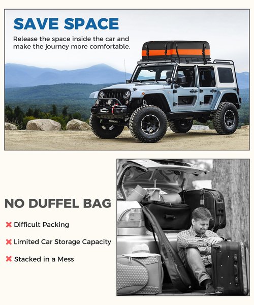 UBOG 15 Cubic Feet Roof Rack, Rooftop Cargo Carrier, Soft-Shell Carriers with Anti-Slip Mat for All Cars with/Without Rack