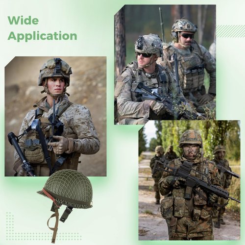 M1 Helmet, US Army Helmet, WW2 Gear Helmet Metal Steel Shell, Replica Helmet with Net Canvas Chin Strap Cat Eye Band