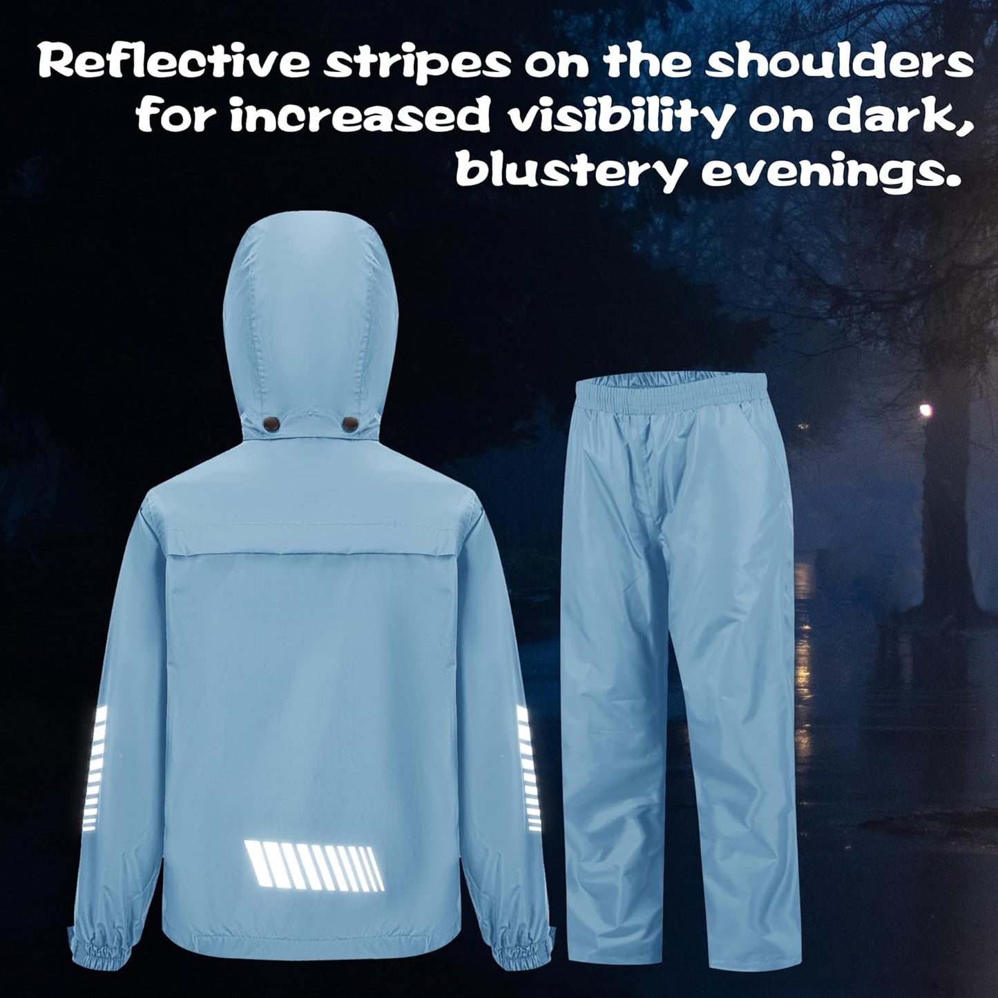 SWISSWELL Kids Rain Gear Boys Girls Youth Waterproof Rain Suit Breathable Reflective Raincoat and Pants