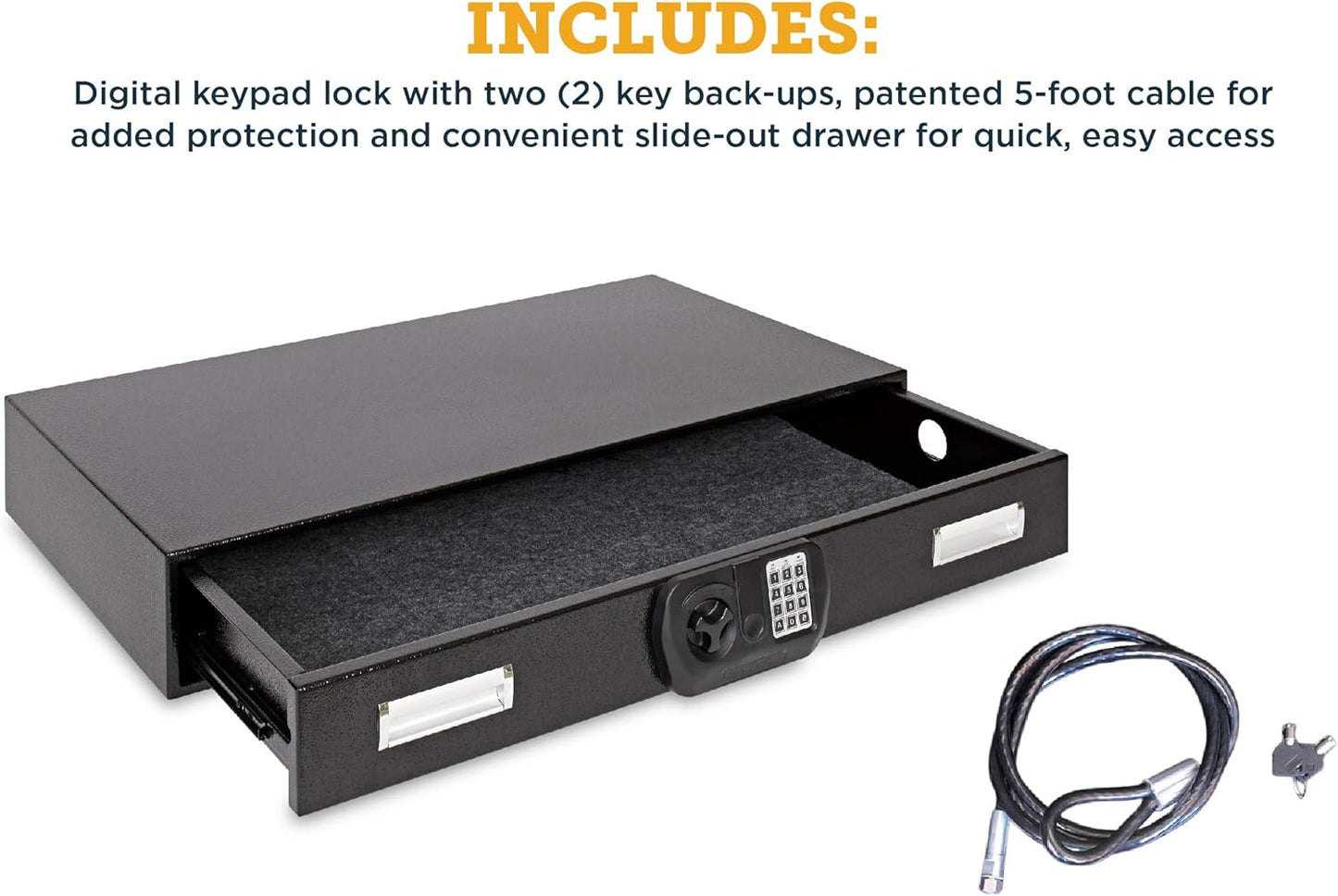 SnapSafe Under Bed Safe, Large – Under Bed Gun Safe for Firearms, Ammunition and Valuables – Fits in Trunk of Small SUVs – Easy Access, Out of Sight, Space Saving – Black, 40 x 6 x 22 Inches