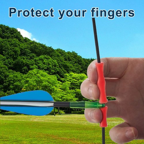 KURUGEILI 4 Sets Bow String Finger Savers Archery Finger Guards Shooting Practice Reliable Safety String Finger Protector with Installation Tool Included