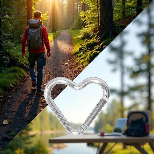 Cute Heart Shaped Carabiner Clip Aluminum Alloy Keychain, Small Carabiner Clip, Spring Snap Key Chain Clips Camping Backpack Clips Heavy Duty Carabiner Lightweight Aluminum Alloy Keychain (Silver)