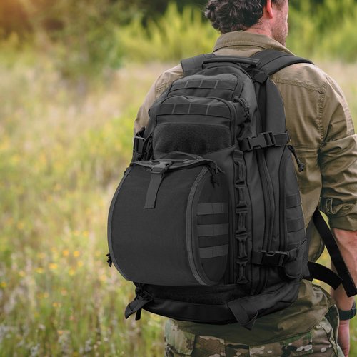 FRTKK Tactical Helmet Bag Pack, Military Molle Pouch Multi-Purpose Carrying Storage Bag Include USA Flag Patch and 2 PCS Molle Straps for Sports Hunting Shooting Combat Helmets (Black)