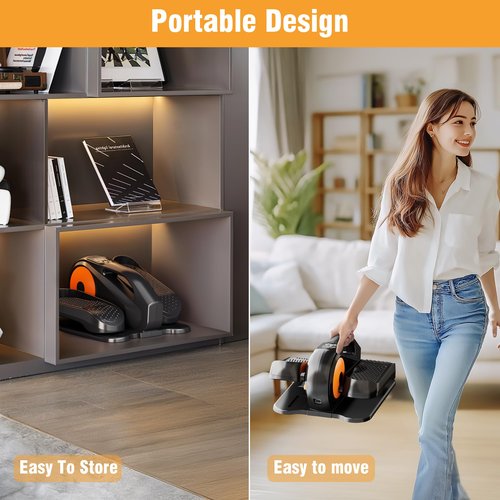 Under Desk Elliptical Machine, Ellipse Leg Exerciser While Sitting for Seniors Adults, Quiet & Portable Fully Assembled Foot Pedal Exerciser at Home with Remote Control, Exclusive Office Silent Mode