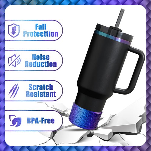 UBEEKOO Silicone Boot for Stanley Quencher 40 oz & IceFlow 30 oz Tumbler, for Stanley Black Chroma, Cup Sleeve Boot with Chameleon Gradient Surface for Stanley Accessories,Blue
