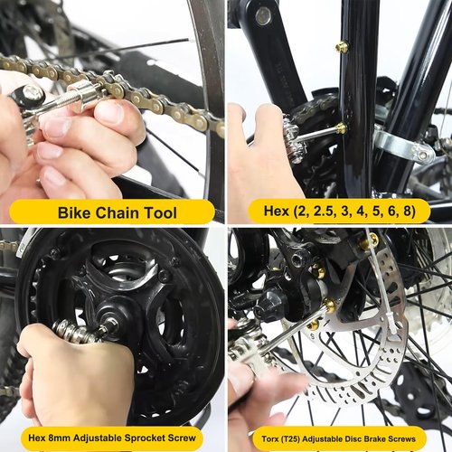 NIPNSCI Multi-tool for Road and Mountain Bikes - Chain Tool, Chain Breaker, Bike Multitool, Tire Repair Kit