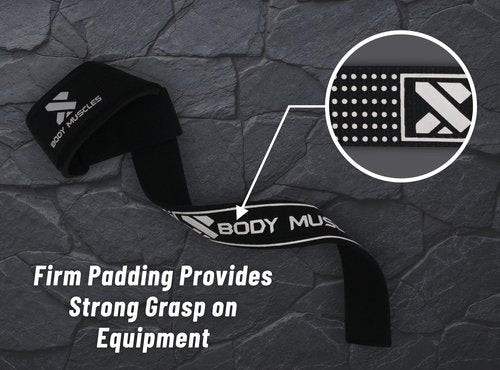 Lifting Straps - Wrist Straps for Weightlifting - Gym Straps with Padded Neoprene for Power Lifting, Bodybuilding, Strength Training & Fitness Workout - Deadlift Straps for Men (Black)