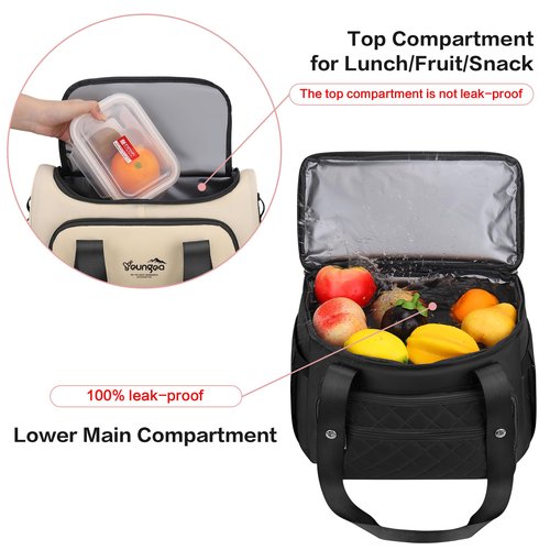 YOUNGOA Waterproof Cooler Backpack for Women, Insulated Leakproof Backpack Cooler for Camping, Beach, Outdoor, 25L, 36Cans, Black