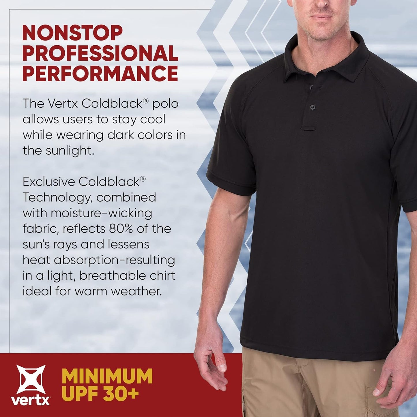 Vertx Tactical Polo Shirt for Men - Short Sleeve, Breathable & Temperature Regulating, Ideal for Police & Security