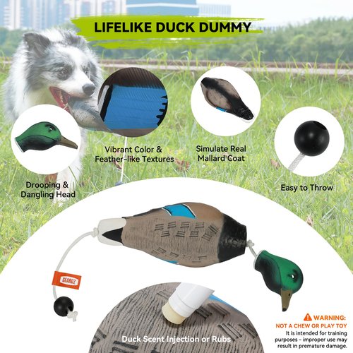 GearOZ Duck/Pheasant Dummy, Mimics Dead Duck/Pheasant Bumper for Gun Dog Training Scent Waterfowl Hunting Retriever, Outdoor Mallard Retrieval Interactive Train Toys, Floating & Durable