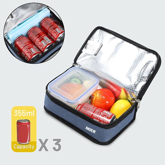 MIER Portable Thermal Insulated Cooler Bag Mini Lunch Bag for Kids, Bluesteel