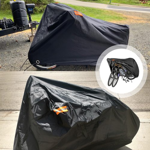 Bike Cover for 1 or 2 Bikes, Outdoor Storage Waterproof Bicycle Cover, 210D Heavy Duty Ripstop Material, Bike Covers Rain Sun UV Dust Wind Proof with Lock Hole for Mountain Road Electric Bike (XL)