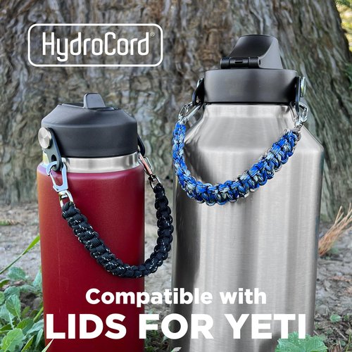 Gearproz HydroCord 3.0 H, Replacement Handle and Clips for Hydroflask Lids with Rivets, Fits Wide Mouth Bottles 12oz-64oz, Shoulder Strap, Water Bottle Handle, Durable Carrier (Black)