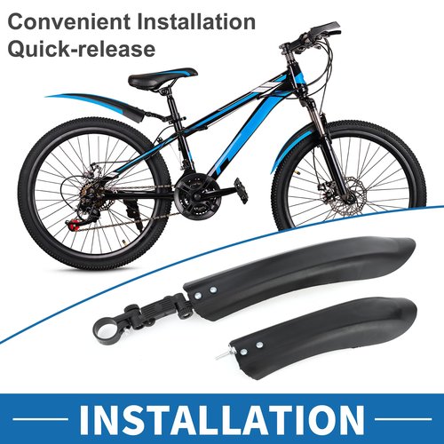 A ABSOPRO Universal Front and Rear Bike Fenders Bicycle Mud Guards Suitable 31.5cm 58cm Durable Cycling Bike Mudguards Set Plastic Black 1 Set