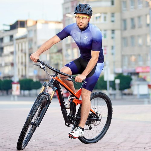 Men's Cycling Jersey Set - Reflective Quick-Dry Biking Shirt and 3D Padded Cycling Bike Shorts