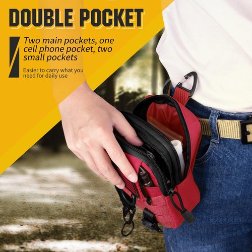 IronSeals Tactical Molle Utility EDC Pouch Nylon Waist Belt Bag Camping Hiking Organizer Pouch Phone Holster for iPhone 16 Pro Max/16 Pro/15 Pro Max/14 Pro Max/13 Pro Max/12 Pro Max/11 Pro Max, Large