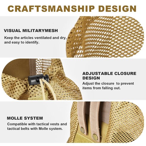 Tactical Molle Dump Pouch Foldable Mag-Net Drawstring Recycle Pouch Recovery Tool Pack for Molle Belt Tactical Vest Backpack +50ft Paracord for Survival Paracord Survival Cord