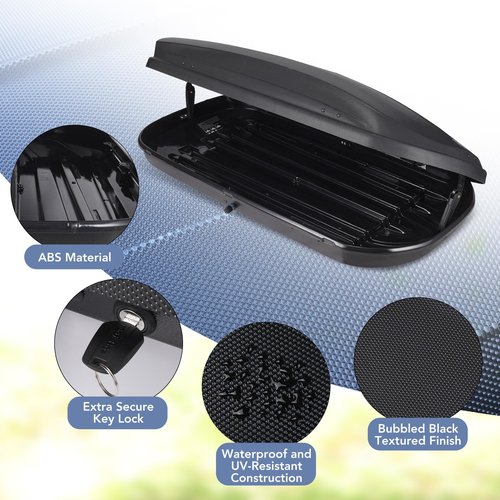 GarveeTech Rooftop Cargo Box Carrier,Dual-Side Opening Roof Mount Travel Luggage Storage Capacity,165Lbs Weight Capacity with Secure Straps&Keys, Vehicle Hard-Shell Carriers,Black (14 Cubic Feet)